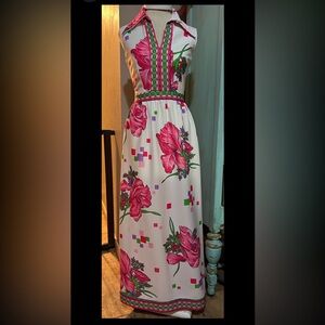 VTG 70’s 100 Parkway Dallas Hippie Floral Print Hostess Dress Size 10 fits 6